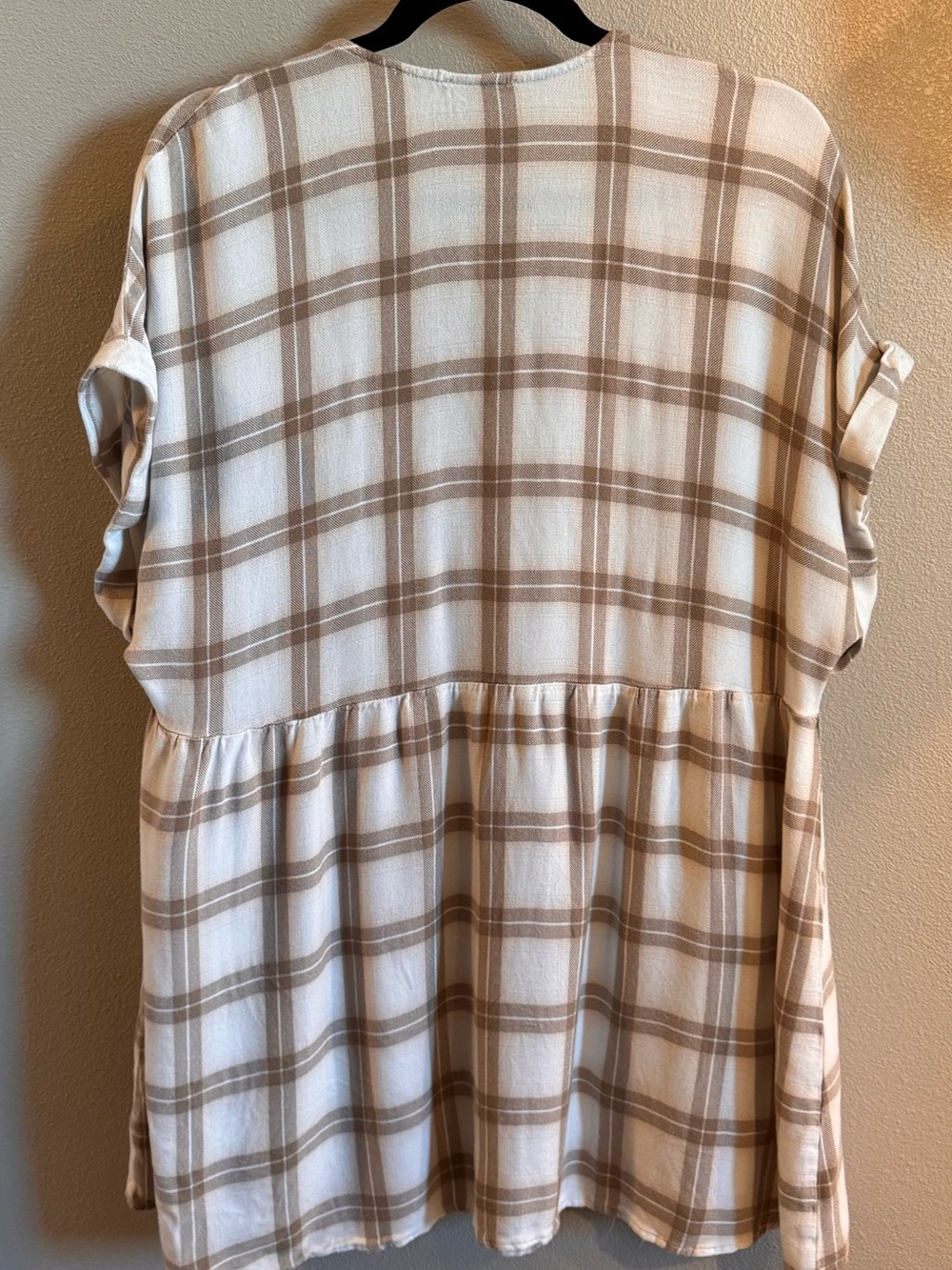 Show Me Your MuMu Cream and Tan Plaid Babydoll Dress - Picture 4 of 7